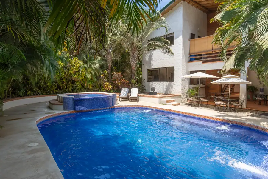 Private villa pool and tropical shade